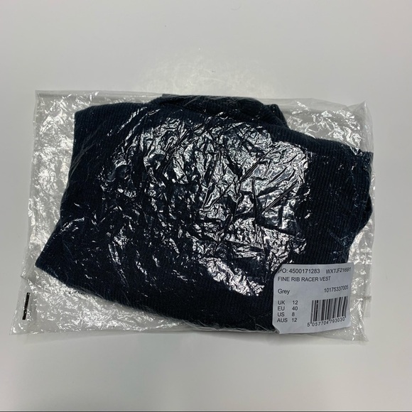 Missguided New With Tags fine rib racer vest in charcoal size 8 - Picture 4 of 16